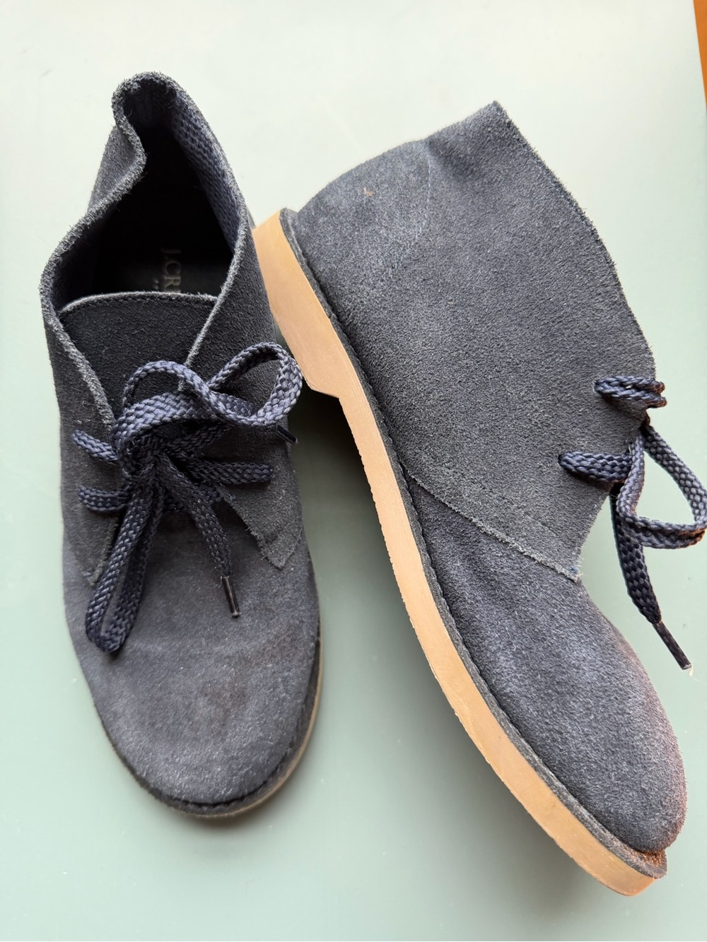 J. Crew Kids Navy Suede Desert Chukka Boots w/ Flexible Crepe Sole school work